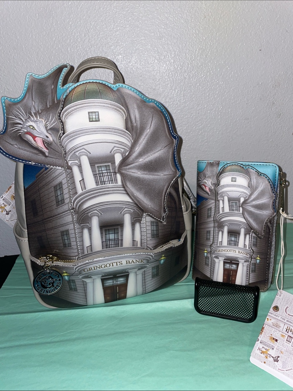 Loungefly Harry Potter Gringotts Bank and Ironbelly Dragon Backpack & Wallet Set